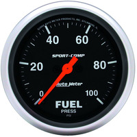 Auto Meter Gauge Sport-Comp Fuel Pressure 2 5/8 in. 100psi Digital Stepper Motor Analog Each AMT-3563