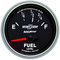 Auto Meter Gauge Sport-Comp II Fuel Level 2 1/16 in. 73-10 Ohms Electrical Analog Each AMT-3615