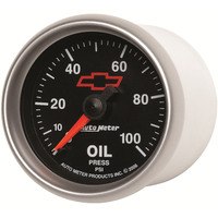 Auto Meter Gauge Sport-Comp II Oil Pressure 2 1/16 in. 100psi Mechanical GM Bowtie Black Analog Each AMT-3621-00406
