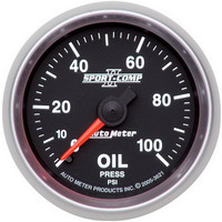 Auto Meter Gauge Sport-Comp II Oil Pressure 2 1/16 in. 100psi Mechanical Analog Each AMT-3621