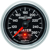 Auto Meter Gauge Sport-Comp II Water Temperature 2 1/16 in. 100-260 Degrees F Stepper Motor W/Peak & Warn Analog Each AMT-3654