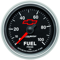 Auto Meter Gauge Sport-Comp II Fuel Pressure 2 1/16 in. 100psi Digital Stepper Motor GM Bowtie Black Analog Each AMT-3663-00406