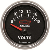 Auto Meter Gauge Sport-Comp II Voltmeter 2 1/16 in. 18V Electrical GM Bowtie Black Analog Each AMT-3692-00406