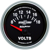 Auto Meter Gauge Sport-Comp II Voltmeter 2 1/16 in. 18V Electrical Analog Each AMT-3692