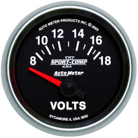 Auto Meter Gauge Sport-Comp II Voltmeter 2 1/16 in. 18V Electrical Analog Each AMT-3692