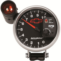 Auto Meter Gauge Sport-Comp II Tachometer 5 in. 0-10K RPM Pedestal w/ EXT. Shift-Lite GM Bowtie Black Analog Each AMT-3699-00406