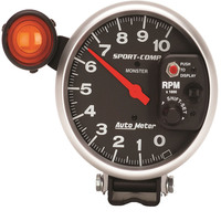 Auto Meter Gauge Sport-Comp Tachometer 5 in. 0-10K RPM Pedestal w/ EXT. Shift-Lite Analog Each AMT-3904