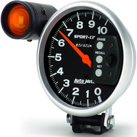 Auto Meter Gauge Sport-Comp Tachometer 5 in. 0-10K RPM Pedestal w/ EXT. Shift-Lite & Memory Analog Each AMT-3906