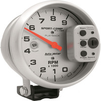 Auto Meter Gauge Ultra-Lite Tachometer 5 in. 0-9k RPM Pedestal w/ RPM Playback Analog Each AMT-3964