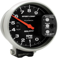 Auto Meter Gauge Sport-Comp Tachometer 5 in. 0-9k RPM Pedestal w/ RPM Playback Analog Each AMT-3966