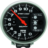 Auto Meter Gauge Sport-Comp Tachometer 5 in. 0-11k RPM Pedestal w/ RPM Playback Analog Each AMT-3967
