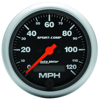 Auto Meter Gauge Sport-Comp Speedometer 3 3/8 in. 120mph Electric Programmable w/ LCD Odometer Analog Each AMT-3987
