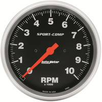 Auto Meter Gauge Sport-Comp Tachometer 5 in. 0-10K RPM In-Dash Analog Each AMT-3990