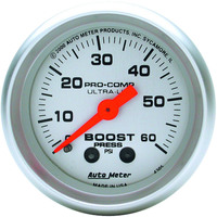 Auto Meter Gauge Ultra-Lite Boost 2 1/16 in. 60psi Mechanical Analog Each AMT-4305