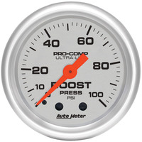 Auto Meter Gauge Ultra-Lite Boost 2 1/16 in. 100psi Mechanical Analog Each AMT-4306