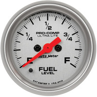 Auto Meter Gauge Ultra-Lite Fuel Level 2 1/16 in. 0-280 Ohms Programmable Analog Each AMT-4310