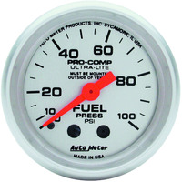 Auto Meter Gauge Ultra-Lite Fuel Pressure 2 1/16 in. 100psi Mechanical Analog Each AMT-4312