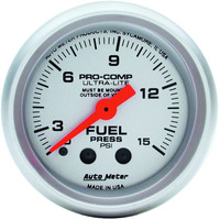 Auto Meter Gauge Ultra-Lite Fuel Pressure 2 1/16 in. 15psi Mechanical W/Isolator Analog Each AMT-4313