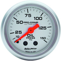Auto Meter Gauge Ultra-Lite Oil Pressure 2 1/16 in. 150psi Mechanical Analog Each AMT-4323