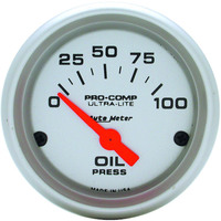 Auto Meter Gauge Ultra-Lite Oil Pressure 2 1/16 in. 100psi Electrical Each AMT-4327