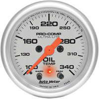 Auto Meter Gauge Ultra-Lite Oil Temperature 2 1/16 in. 340 Degrees F Stepper Motor W/Peak & Warn Analog Each AMT-4340