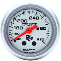 Auto Meter Gauge Ultra-Lite Oil Temperature 2 1/16 in. 140-280 Degrees F Mechanical Analog Each AMT-4341