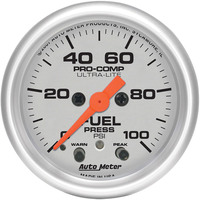 Auto Meter Gauge Ultra-Lite Fuel Pressure 2 1/16 in. 100psi Digital Stepper Motor W/Peak & Warn Analog Each AMT-4371