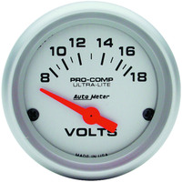 Auto Meter Gauge Ultra-Lite Voltmeter 2 1/16 in. 18V Electrical Each AMT-4391
