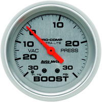 Auto Meter Gauge Ultra-Lite Vacuum/Boost 2 5/8 in. 30 in. Hg/30psi Mechanical Analog Each AMT-4403