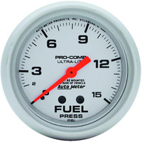 Auto Meter Gauge Ultra-Lite Fuel Pressure 2 5/8 in. 15psi Mechanical Analog Each AMT-4411