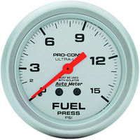 Auto Meter Gauge Ultra-Lite Fuel Pressure 2 5/8 in. 15psi Mechanical W/Isolator Analog Each AMT-4413
