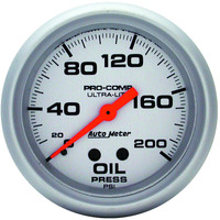 Auto Meter Gauge Ultra-Lite Oil Pressure 2 5/8 in. 200psi Mechanical Analog Each AMT-4422