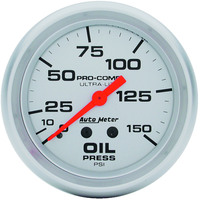 Auto Meter Gauge Ultra-Lite Oil Pressure 2 5/8 in. 150psi Mechanical Analog Each AMT-4423