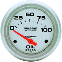 Auto Meter Gauge Ultra-Lite Oil Pressure 2 5/8 in. 100psi Electrical Each AMT-4427