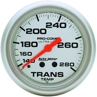 Auto Meter Gauge Ultra-Lite Transmission Temperature 2 5/8 in. 140-280 Degrees F Mechanical 8ft. Analog Each AMT-4451