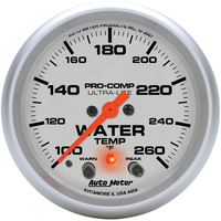 Auto Meter Gauge Ultra-Lite Water Temperature 2 5/8 in. 260 Degrees F Digital Stepper Motor w/ Pack & Warn Analog Each AMT-4454