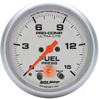 Auto Meter Gauge Ultra-Lite Fuel Pressure 2 5/8 in. 15psi Digital Stepper Motor W/Peak & Warn Analog Each AMT-4470
