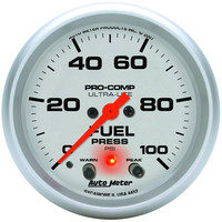 Auto Meter Gauge Ultra-Lite Fuel Pressure 2 5/8 in. 100psi Digital Stepper Motor W/Peak & Warn Analog Each AMT-4472