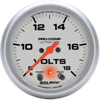 Auto Meter Gauge Ultra-Lite Voltmeter 2 5/8 in. 18V Digital Stepper Motor w/ Peak & Warn Analog Each AMT-4483