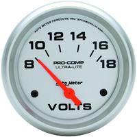 Auto Meter Gauge Ultra-Lite Voltmeter 2 5/8 in. 18V Electrical Each AMT-4491