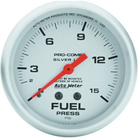Auto Meter Gauge Ultra-Lite Fuel Pressure 2 5/8 in. 15psi Liquid Filled Mechanical Analog Each AMT-4611