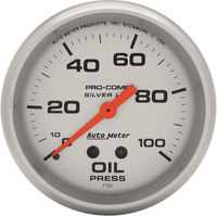 Auto Meter Gauge Ultra-Lite Oil Pressure 2 5/8 in. 100psi Liquid Filled Mechanical Analog Each AMT-4621