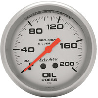 Auto Meter Gauge Ultra-Lite Oil Pressure 2 5/8 in. 200psi Liquid Filled Mechanical Analog Each AMT-4622