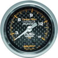 Auto Meter Gauge Carbon Fiber Fuel Pressure 2 1/16 in. 0-15psi Mechanical Analog Each AMT-4711