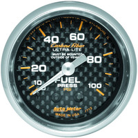 Auto Meter Gauge Carbon Fiber Fuel Pressure 2 1/16 in. 100psi Mechanical Analog Each AMT-4712