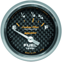 Auto Meter Gauge Carbon Fiber Fuel Level 2 1/16 in. 73-10 Ohms Electrical Analog Each AMT-4715