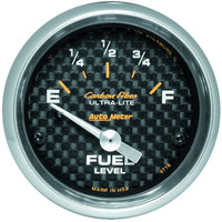 Auto Meter Gauge Carbon Fiber Fuel Level 2 1/16 in. 240-33 Ohms Electrical Analog Each AMT-4716