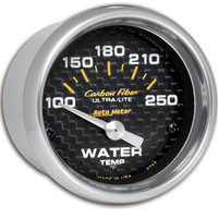 Auto Meter Gauge Carbon Fiber Water Temperature 2 1/16 in. 100-250 Degrees F Electrical Analog Each AMT-4737