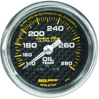 Auto Meter Gauge Carbon Fiber Oil Temperature 2 1/16 in. 140-280 Degrees F Mechanical Analog Each AMT-4741