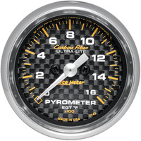 Auto Meter Gauge Carbon Fiber Pyrometer (EGT) 2 1/16 in. 1600 Degrees F Stepper Motor Analog Each AMT-4744